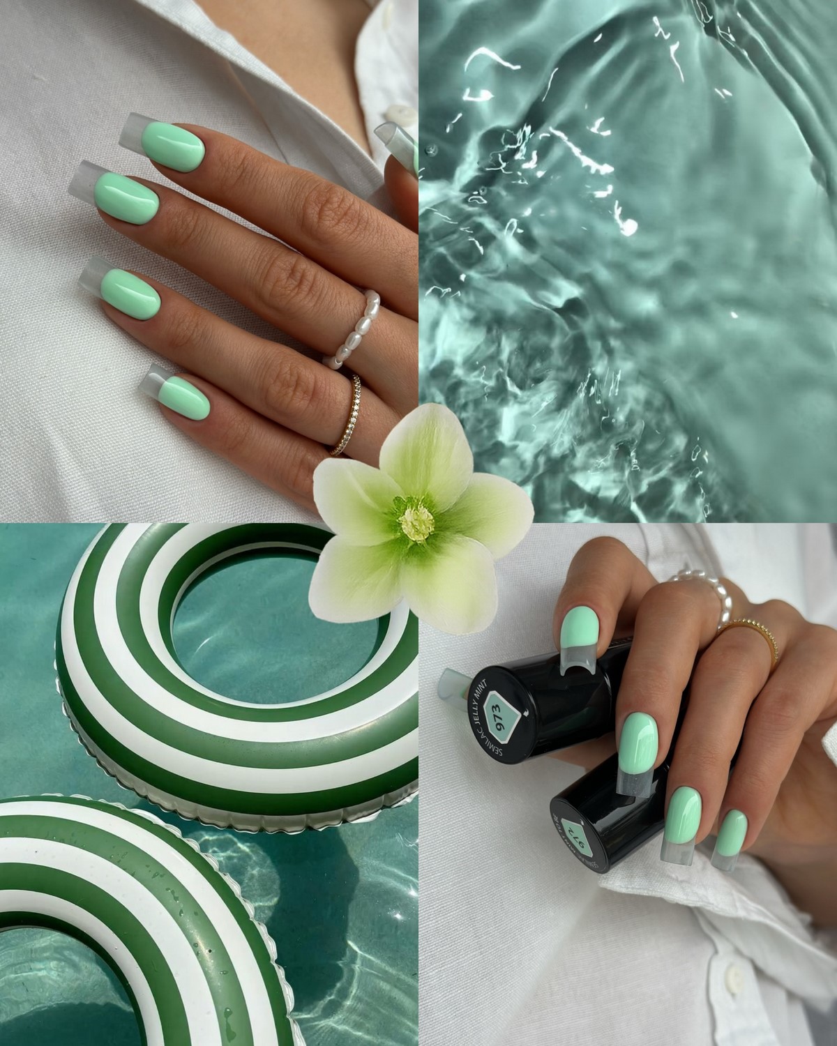 Мягкий зеленый маникюр: спокойный оттенок на ногтях