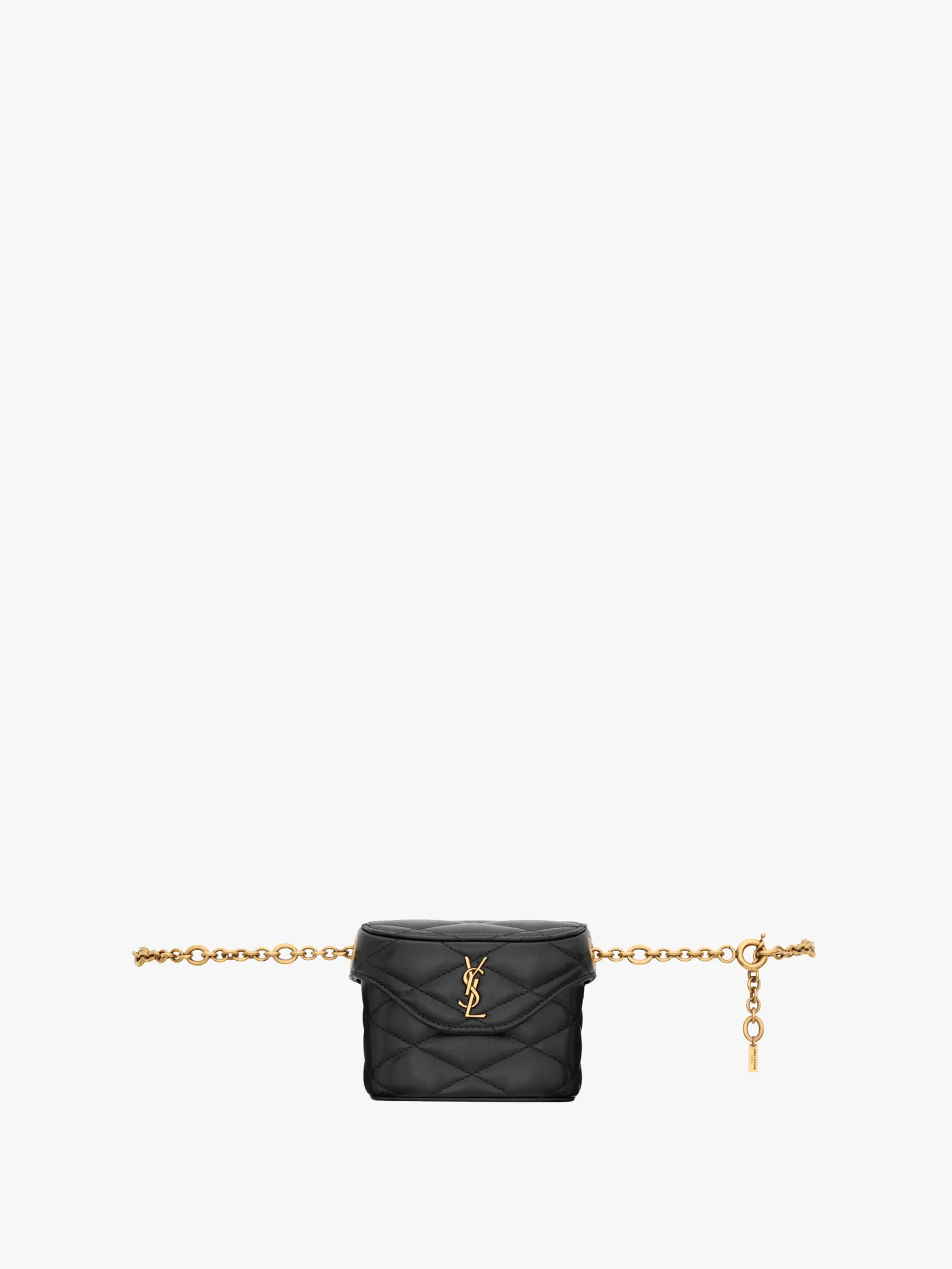Черная стеганая мини-сумка Saint Laurent на золотистой цепочке
