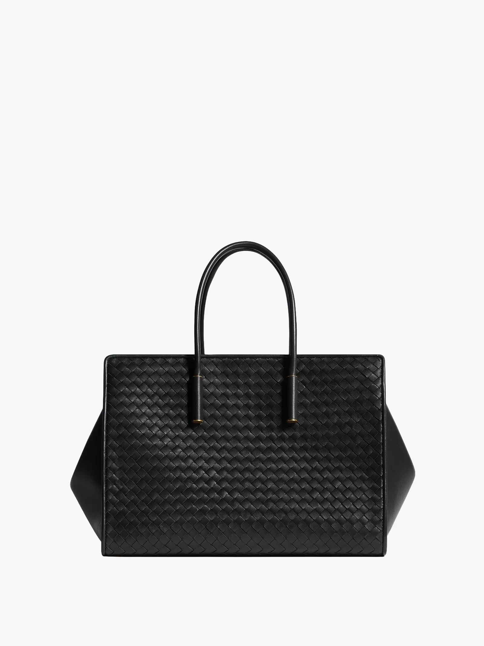 Черная плетеная сумка Bottega Veneta Barbara с длинными ручками