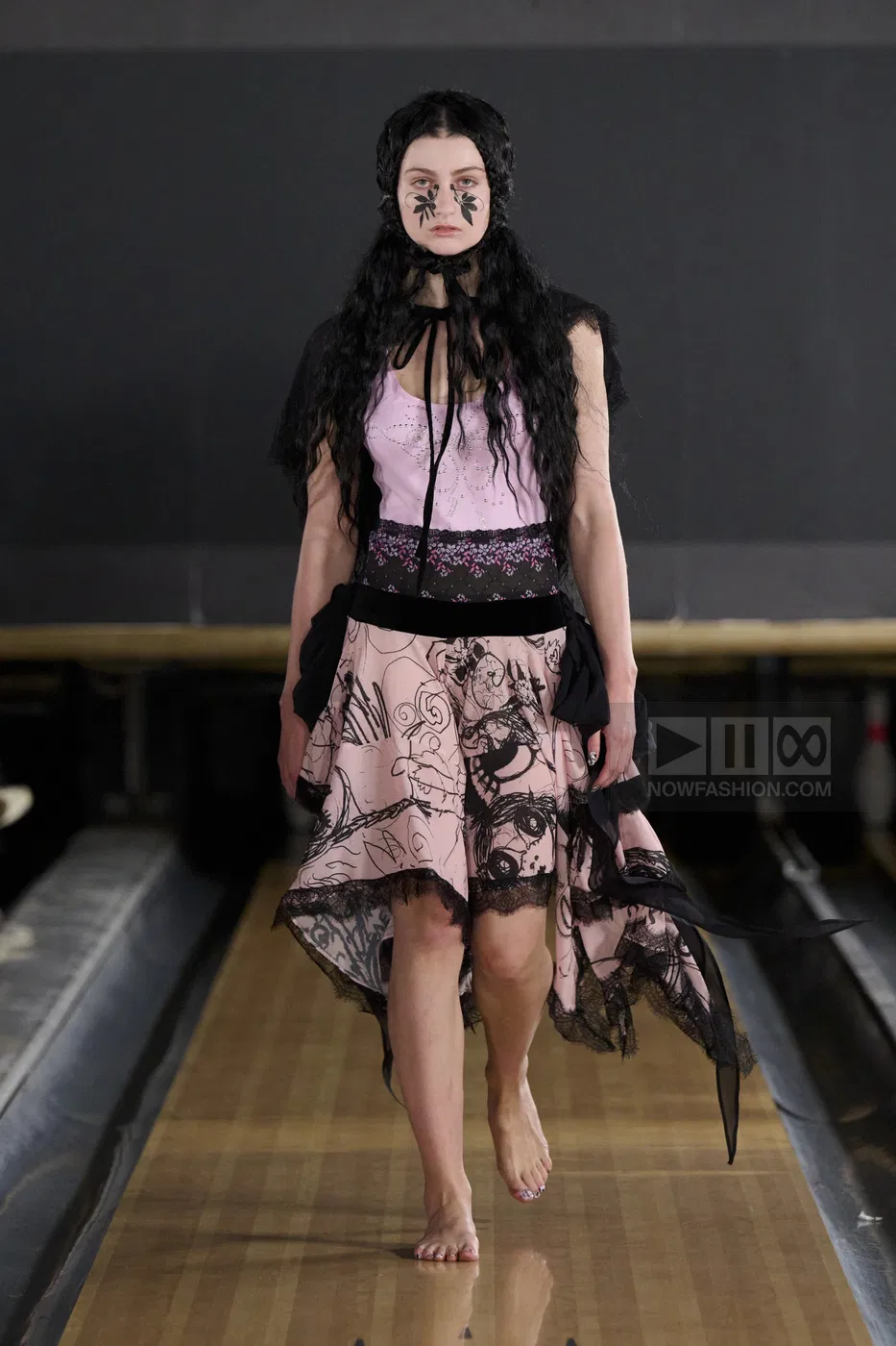 Model on the runway at the Chopova Lowena fashion show in London, Spring Summer 2027 Ready To Wear Fashion Week, Runway Look #042